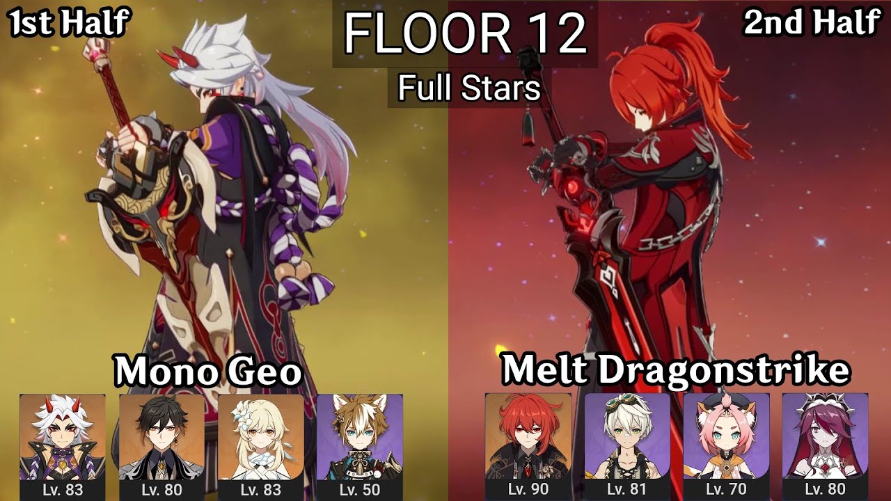 Itto Mono Geo + Diluc Melt Dragonstrike | 3.8/4.0 Spiral Abyss Floor 12 9 Stars | Genshin Impact