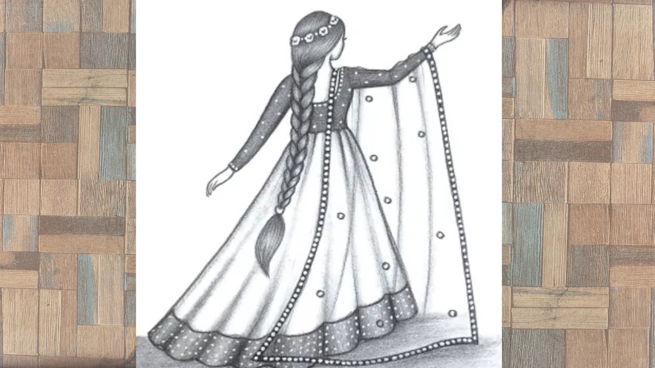 How to draw a Girl wearing Lehenga || Pencil sketch for beginner || Girl drawing || Girl sketch
