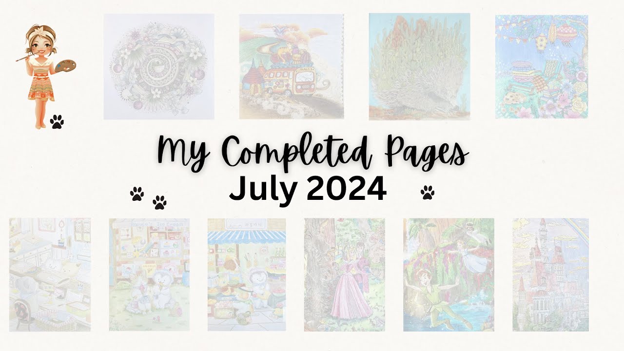 Let's look at my completed coloring pages July 2024