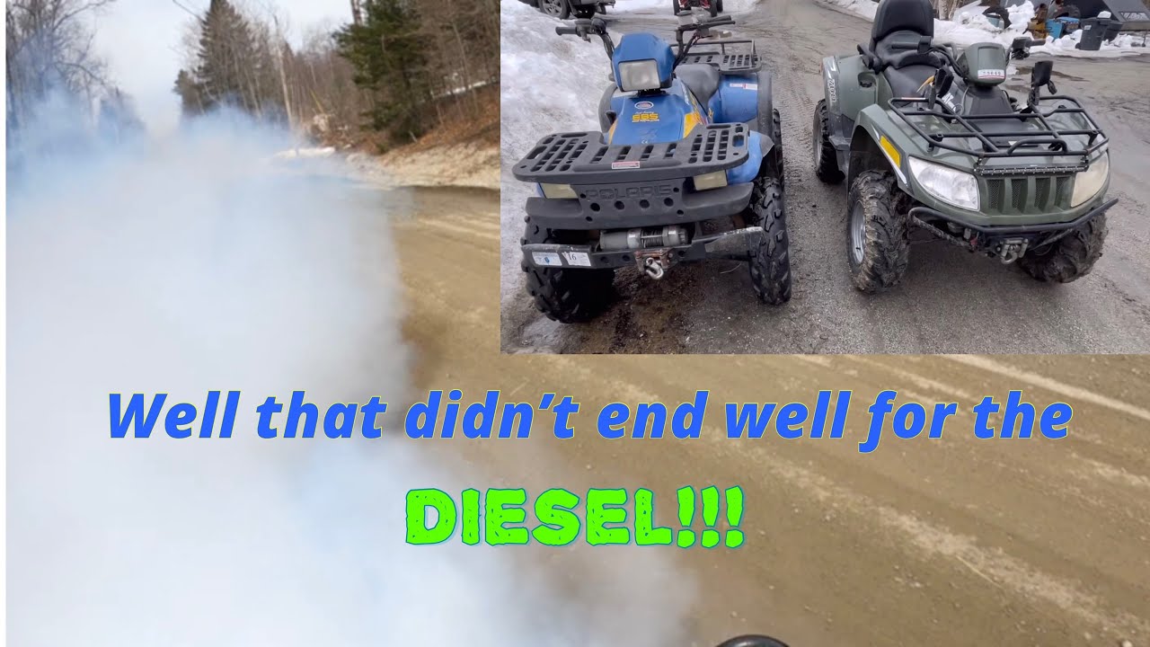 RUN AWAY DIESEL!!! After Top Speed Run on Polaris Diesel 455 vs Arctic Cat 700 Diesel...