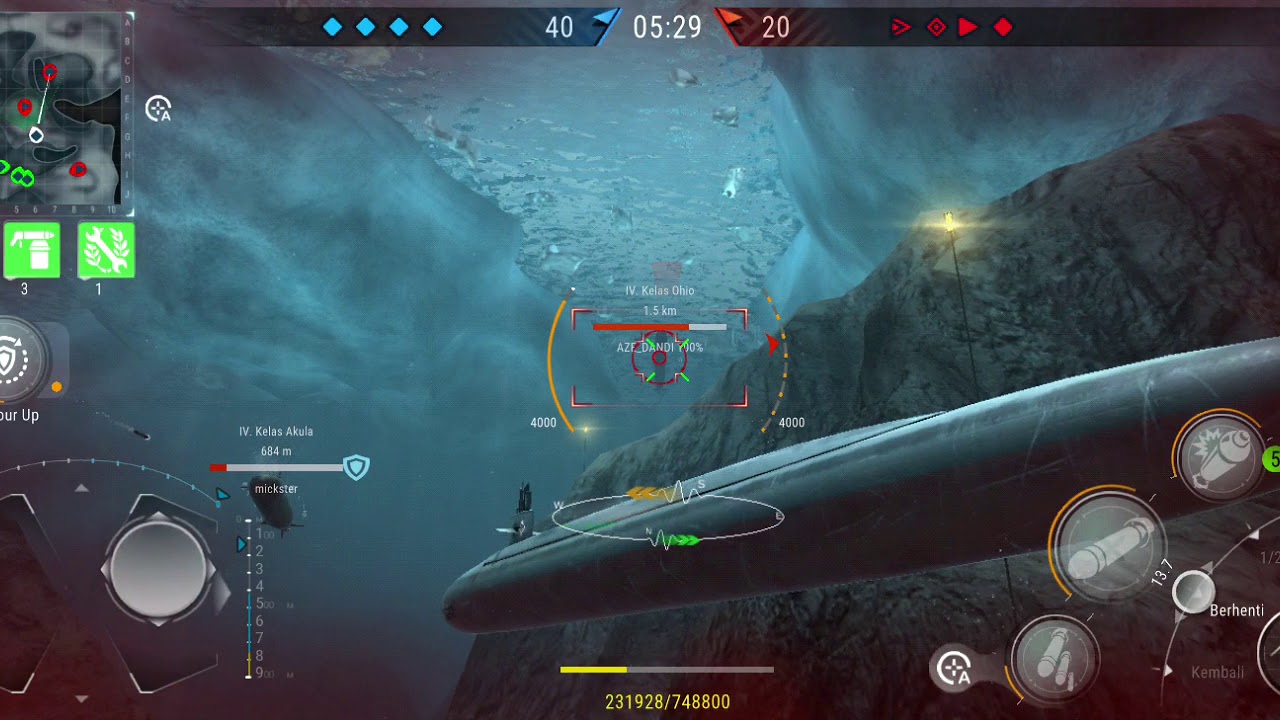 WORLD of SUBMARINES android Ohio class lvl 25 vs 42 gameplay Indonesia #worldofsubmarines