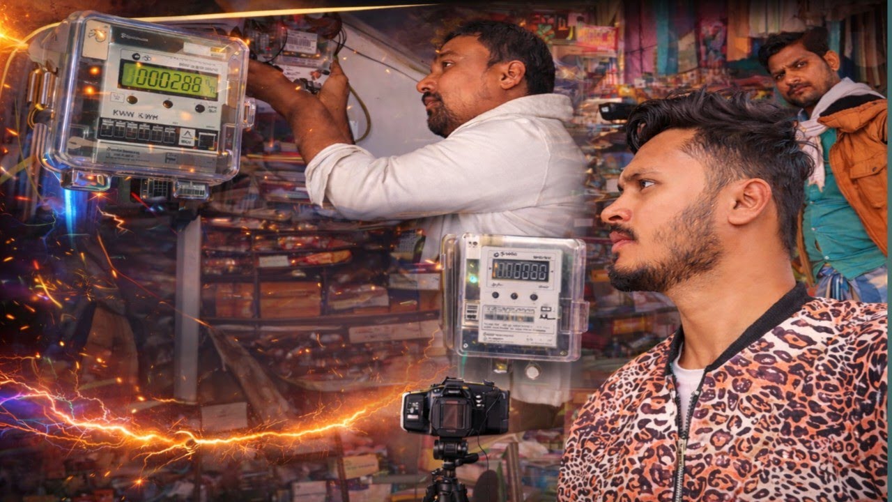 आज मार्केट में लगा दिए मीटर 🙏#blogger #electricitymeter #electronic #linemanlife 
