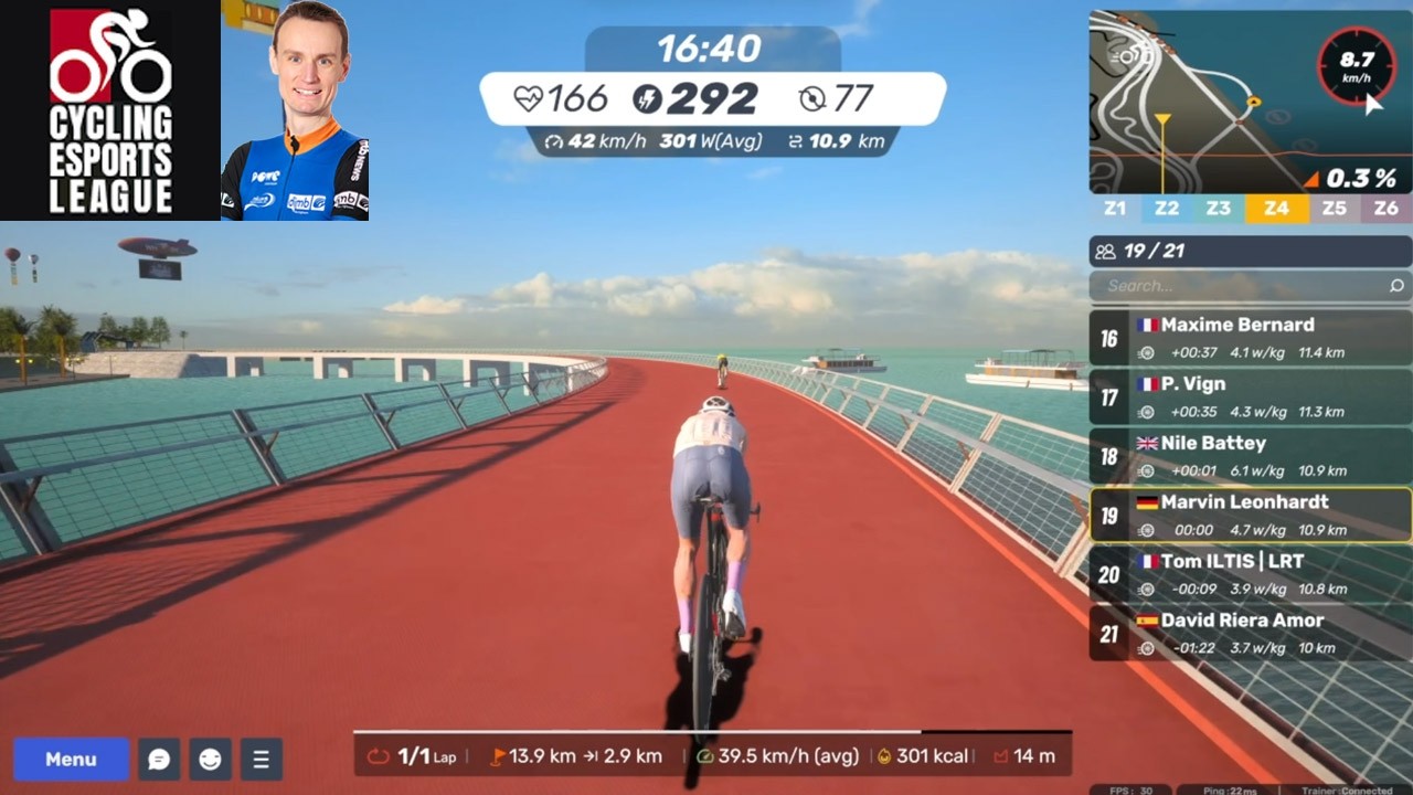 19th place - MyWhoosh Season 2 Cycling Esports League Zone B Europe   CAT 1 Stage 3 Octopus Loop