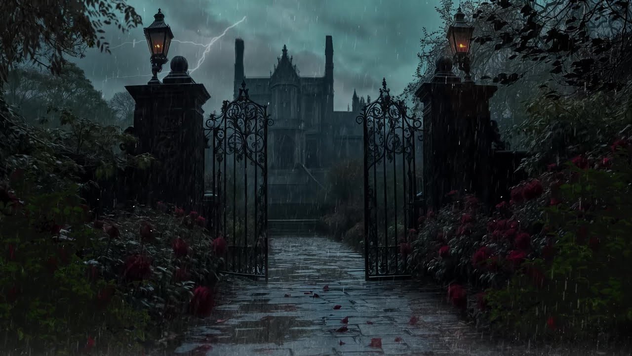 Mysterious Old Mansion in the Rain ⛈ | Spooky Thunderstorm Ambience for Relaxation