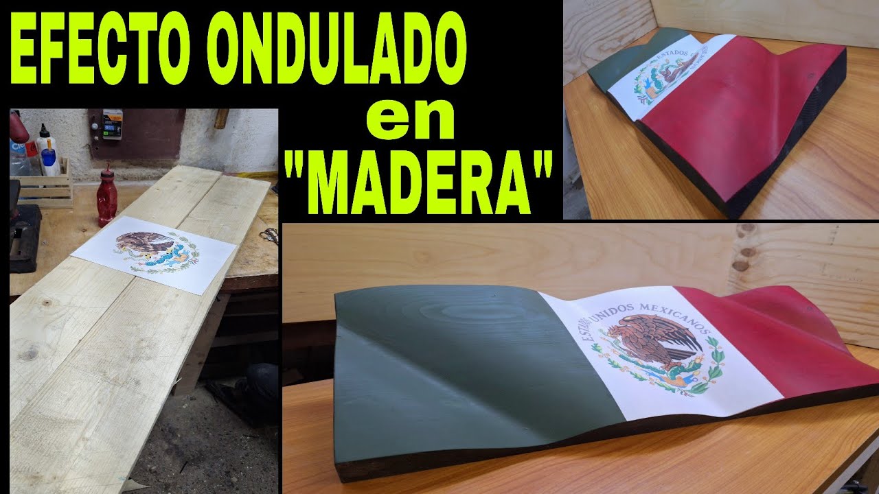 EFECTO ONDULADO EN LA MADERA, Bandera de México ondeando al viento   