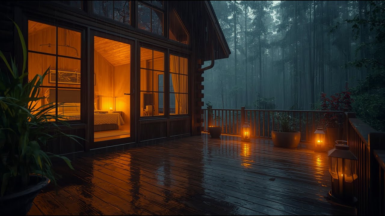 Forest Rain with Best Calming Rain Sound Surrounding a Cozy Cabin for Deep Sleep and Focus