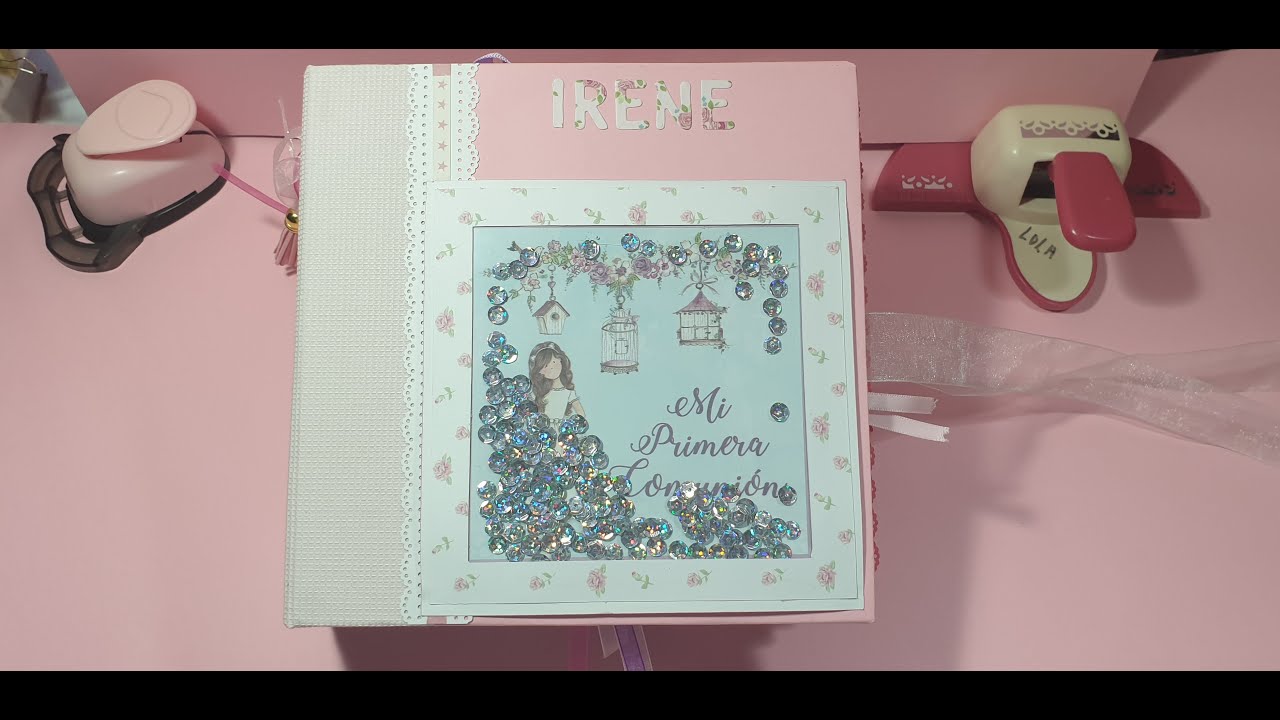 Álbum de fotos pop up y libro de firmas para comunión niña