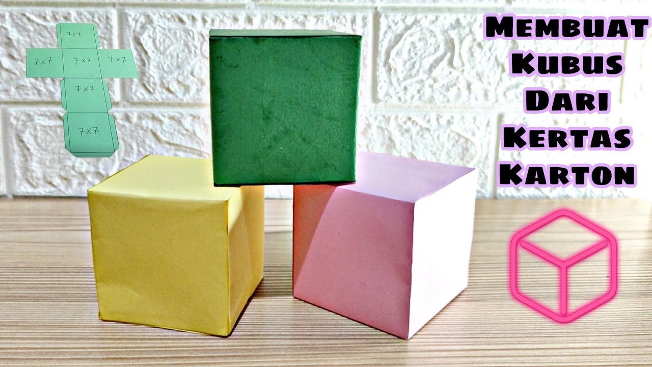 Cara Membuat Kubus dari Kertas Karton | Pola Kubus | Bangun Ruang Kubus Mudah