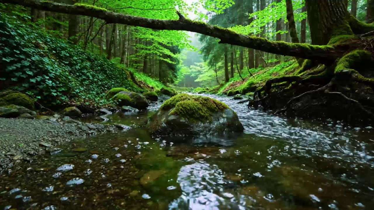 Calming Forest Ambience 🌿 River Flowing Birds Chirping in Hidden Forest Ambience for Rest Medicine