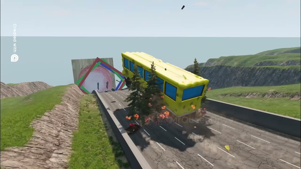 Spongebob Bus GOES WILD  Crashing, Jumping & Losing Parts!                