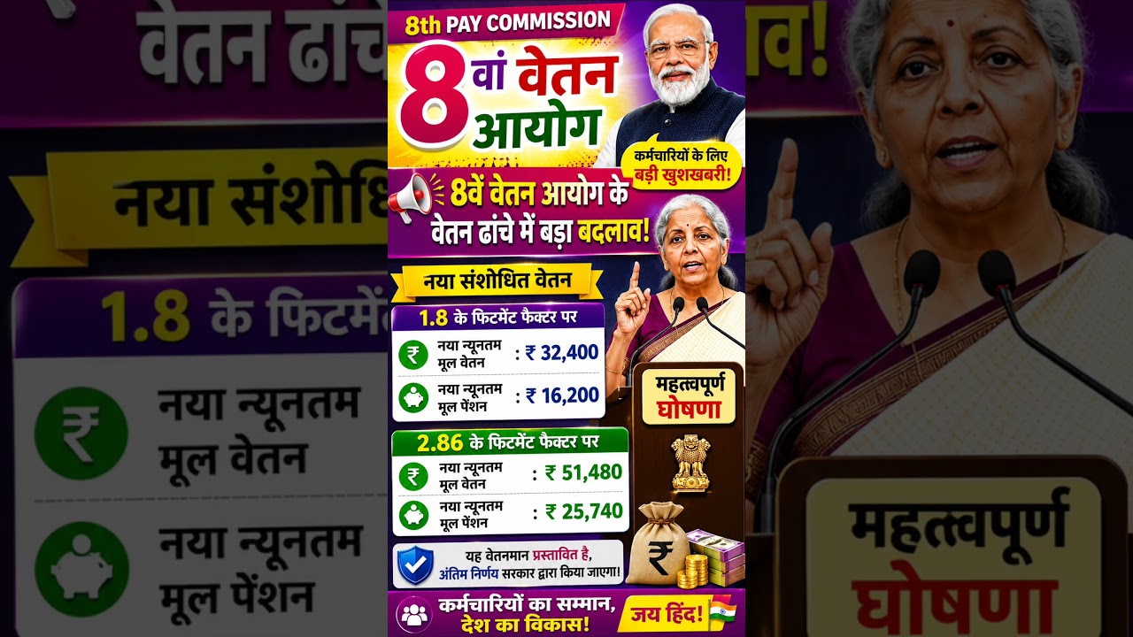 🚨 8th Pay Commission BIG Update! 😱 1.8 vs 2.86 Fitment Factor | New Salary & Pension 2026