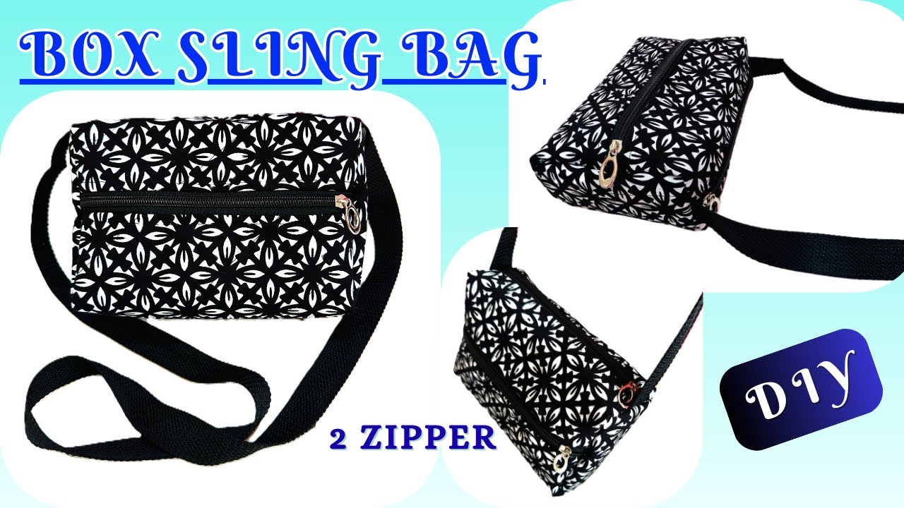 2 Zipper Sling Bag Making at Home 🖤🤍 | Easy DIY Cutting & Stitching