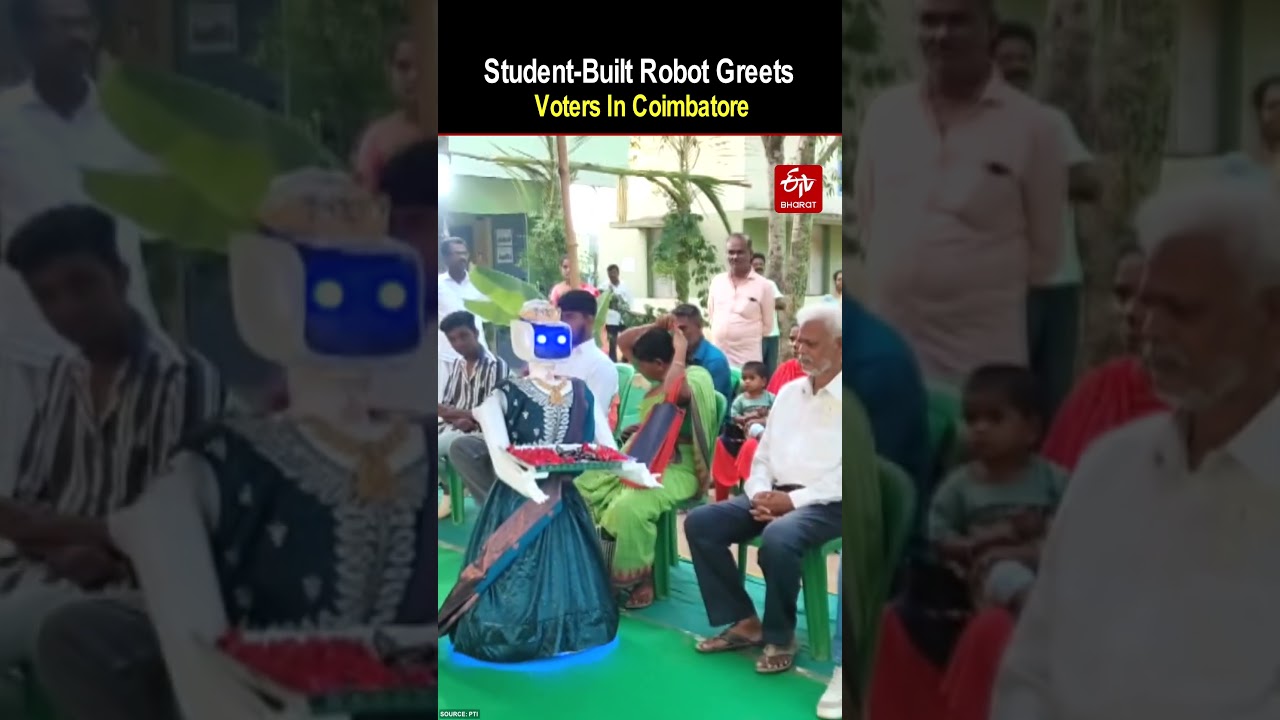Tamil Nadu Polls: Student-Built Robot Greets Voters, Promotes 100% Turnout In Coimbatore