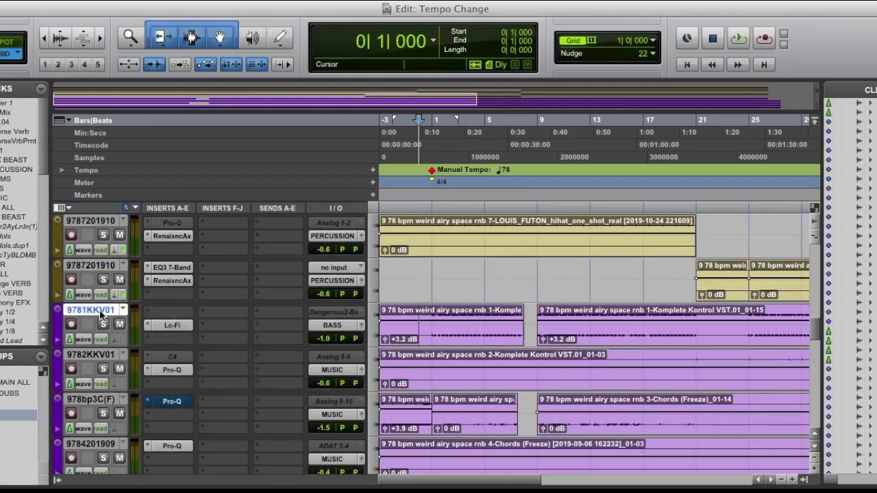 How to Slow Down or Speed up a song in ProTools - Manual Tempo & Elastic Audio