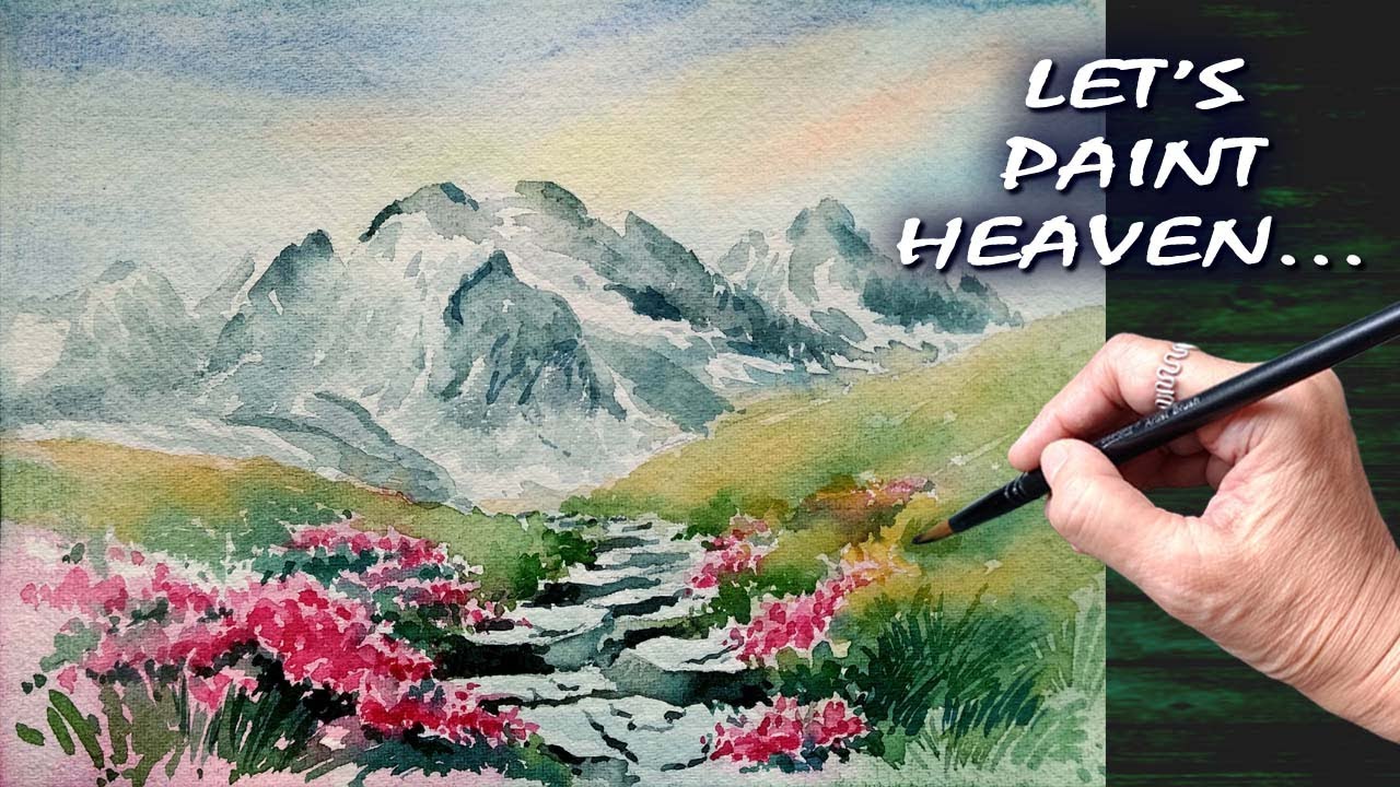 🎨 Heaven on Earth | Landscape Painting | Step by Step | जलरंग निसर्गचित्र पेंटिंग