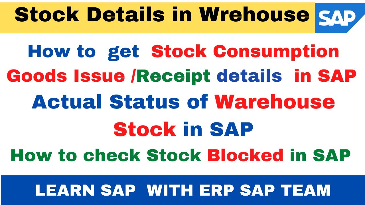 Material Goods Issue & Receipt MB51 I Warehouse Stock Details MB52 I Material Detailed History MMBE