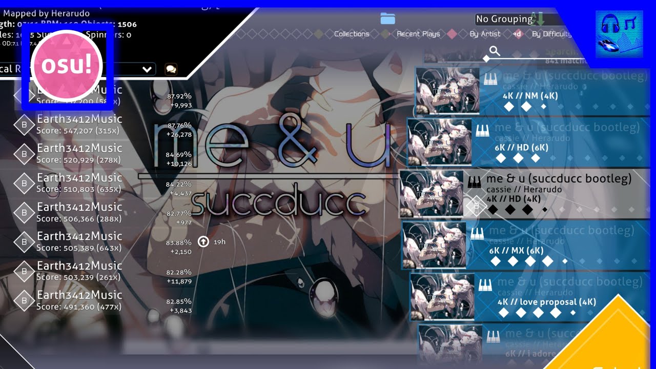 OSU : me & u (succducc bootleg) [HD (4K)] | EarthMusicPlay [Game Play]