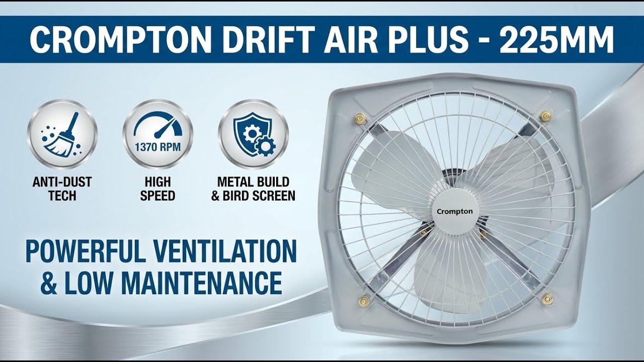 Crompton Drift Air Plus 225mm Anti-Dust Exhaust Fan Full Features & Review | Review in Hindi |