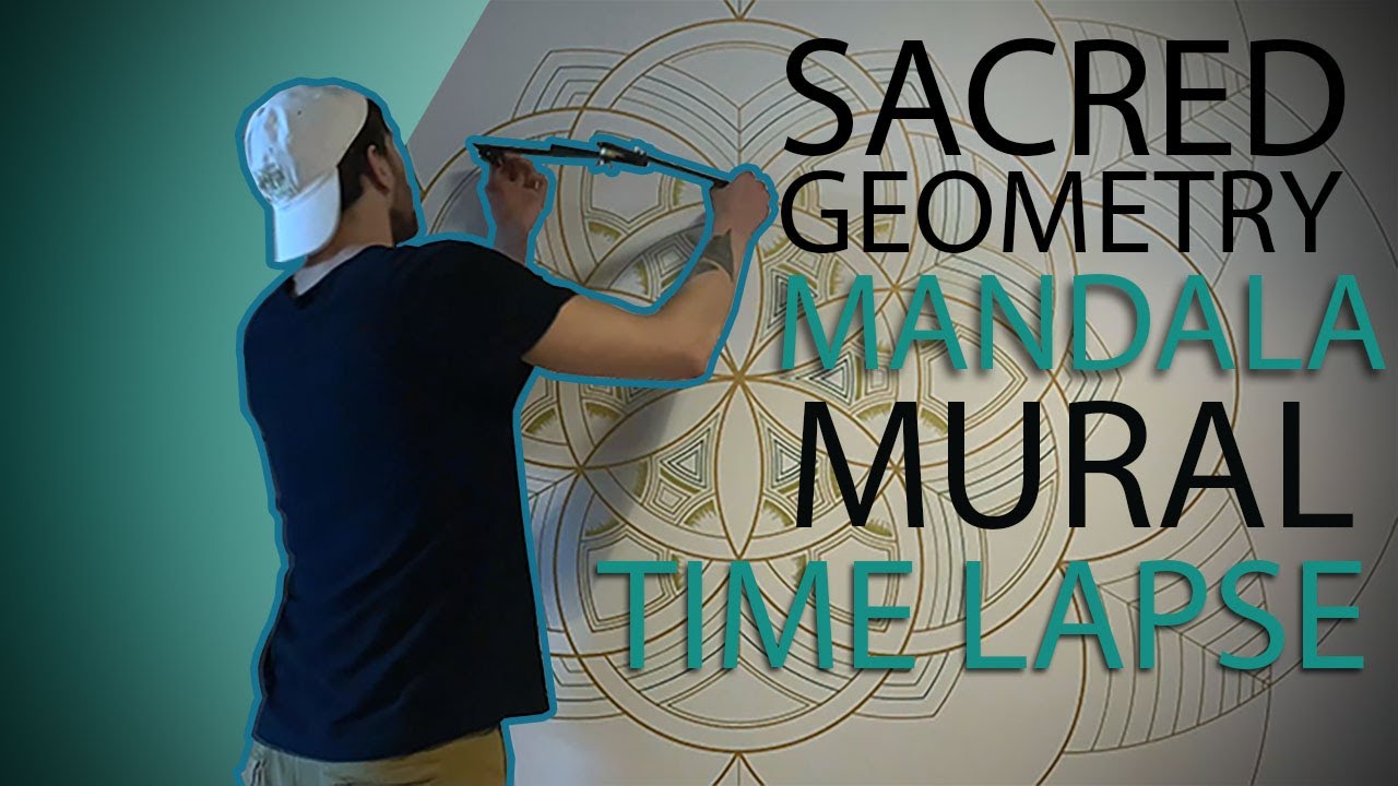 Sacred Geometry ( Flower of Life ) mural creating process time lapse by Simon Wieland