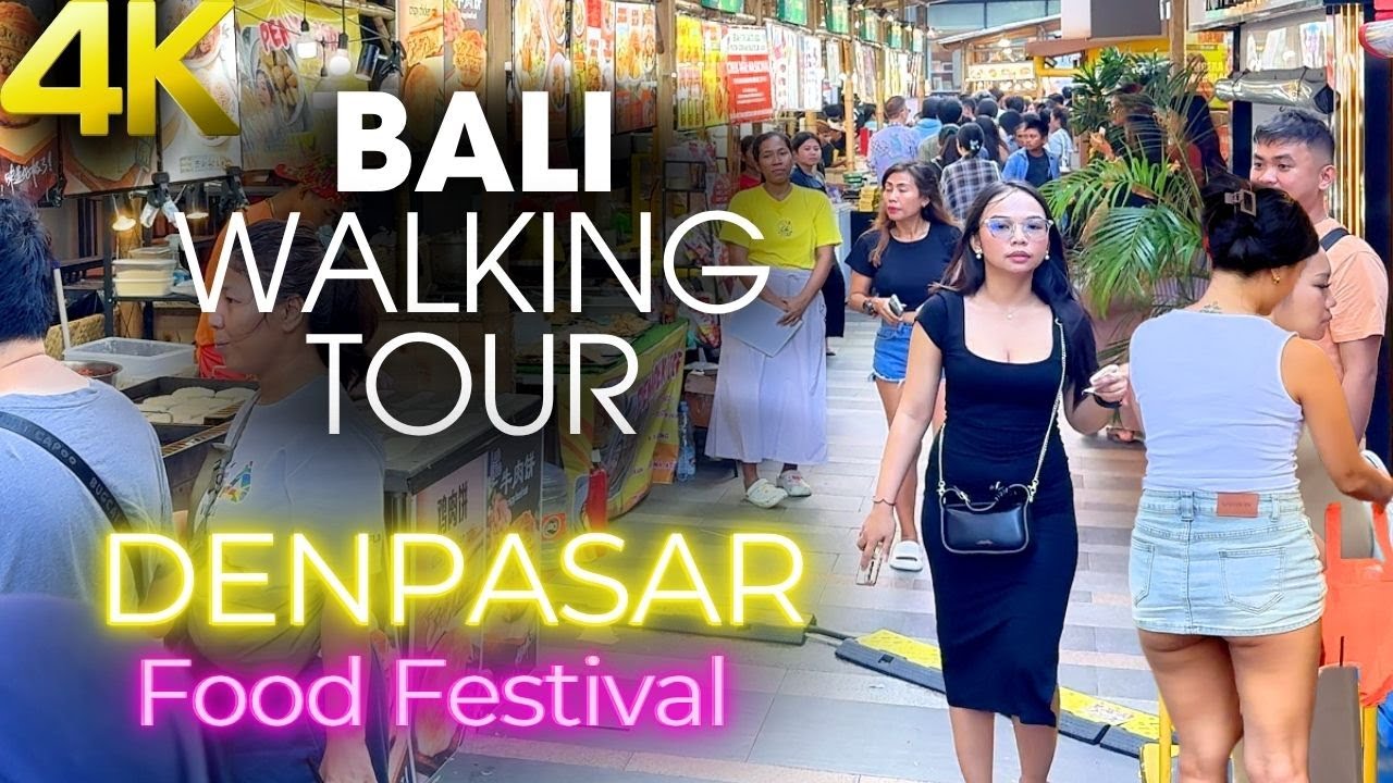 Bali Walking Tour | Food Festival 2025 at Living World Denpasar 🇮🇩 | Street Food Heaven in 4K!