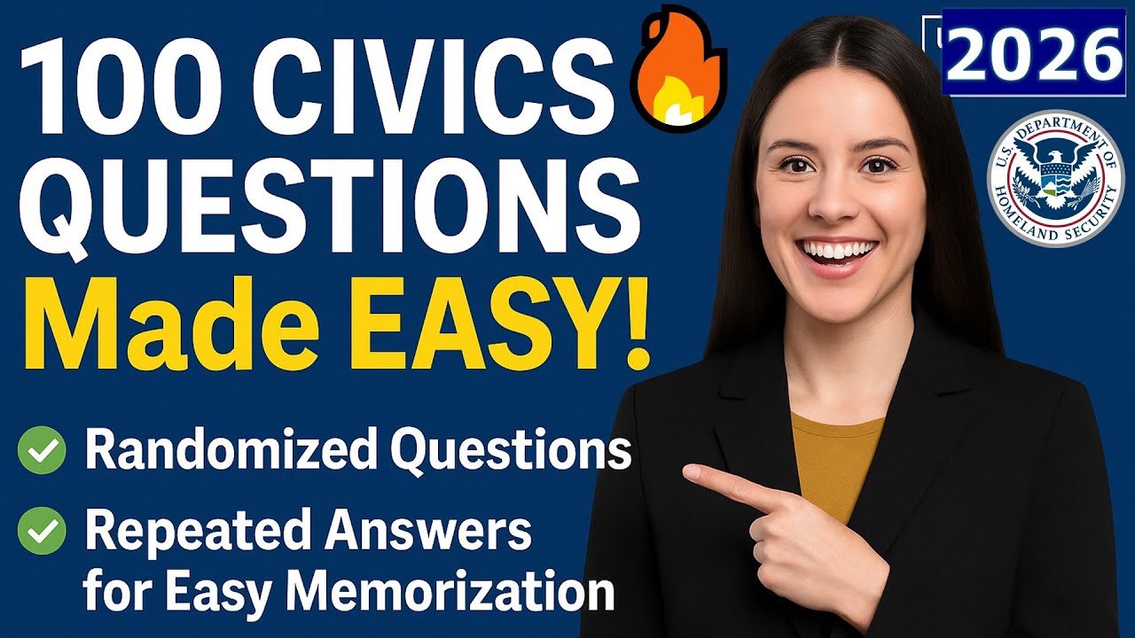 100 Civics Questions Randomized with Repeated Answers for Easy Memorization for US Citizenship 2026