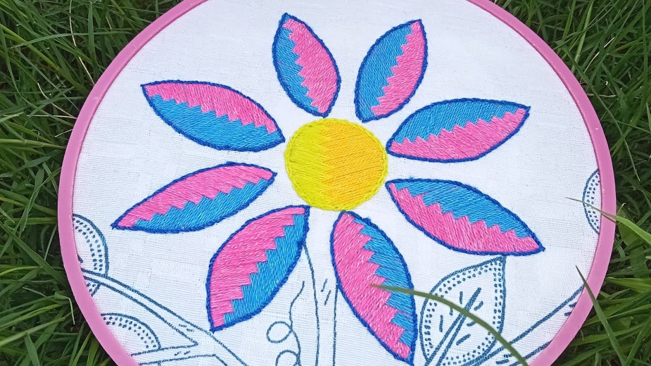 como bordar una flor#50con una bella puntada ideal para cualquier diseño de flor girasol,nochebuena.