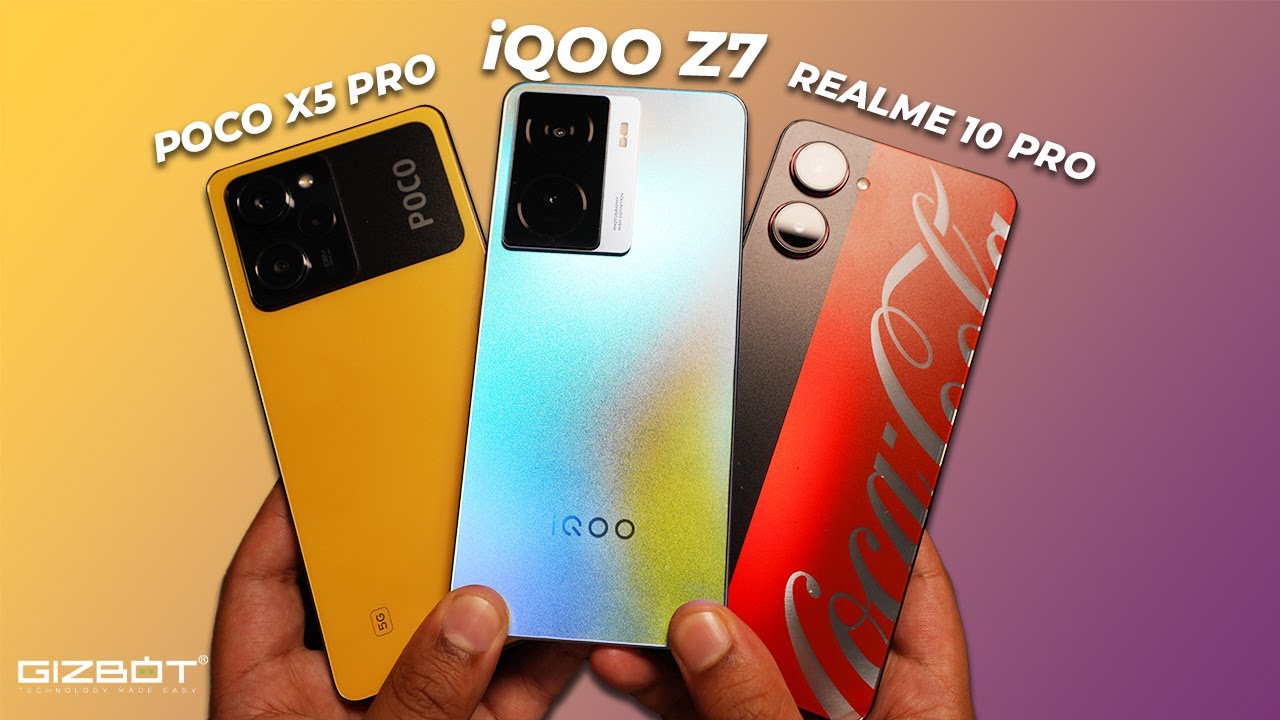iQOO Z7 vs realme 10 Pro vs Poco X5 Pro 🔋 Battery Drain & Performance Test