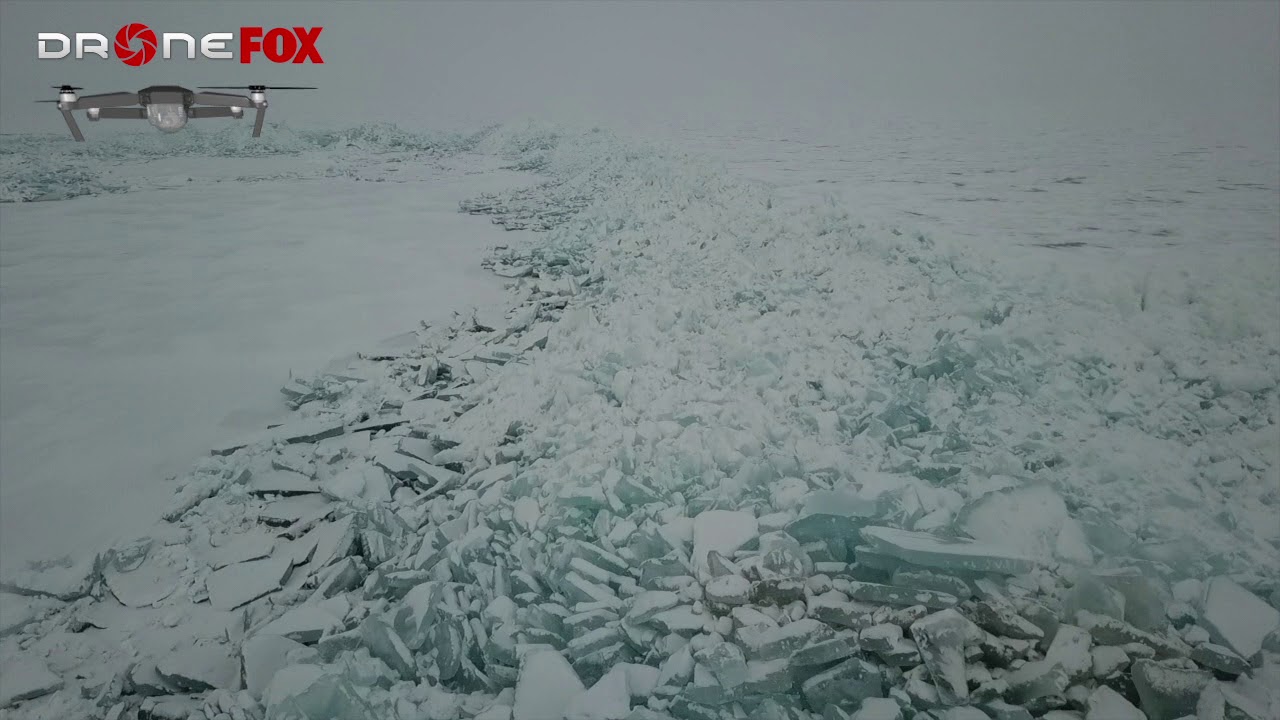 DroneFOX: Ice shove creates mountains along Lake Erie shore