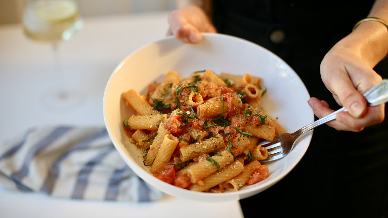 Rigatoni with Tomato and Sunchoke Cream Sauce