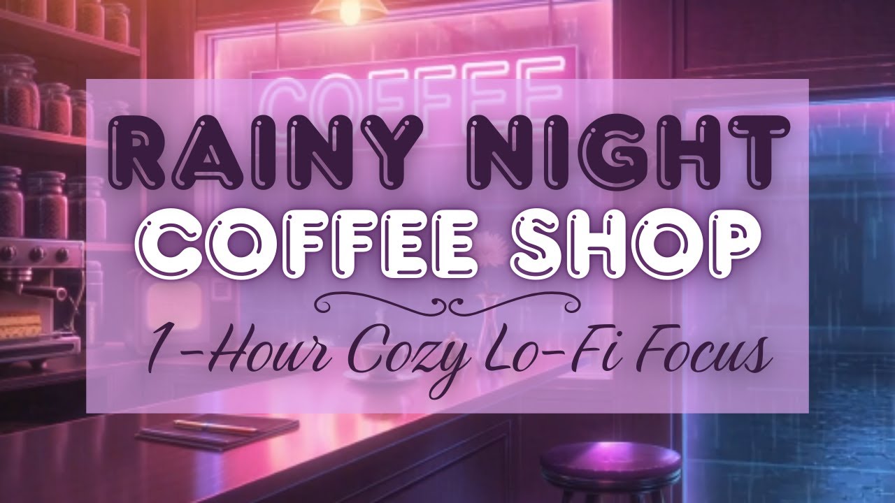 Rainy Night Coffee Shop ☕🌧️| 1 Hour Cozy Lo-Fi Focus