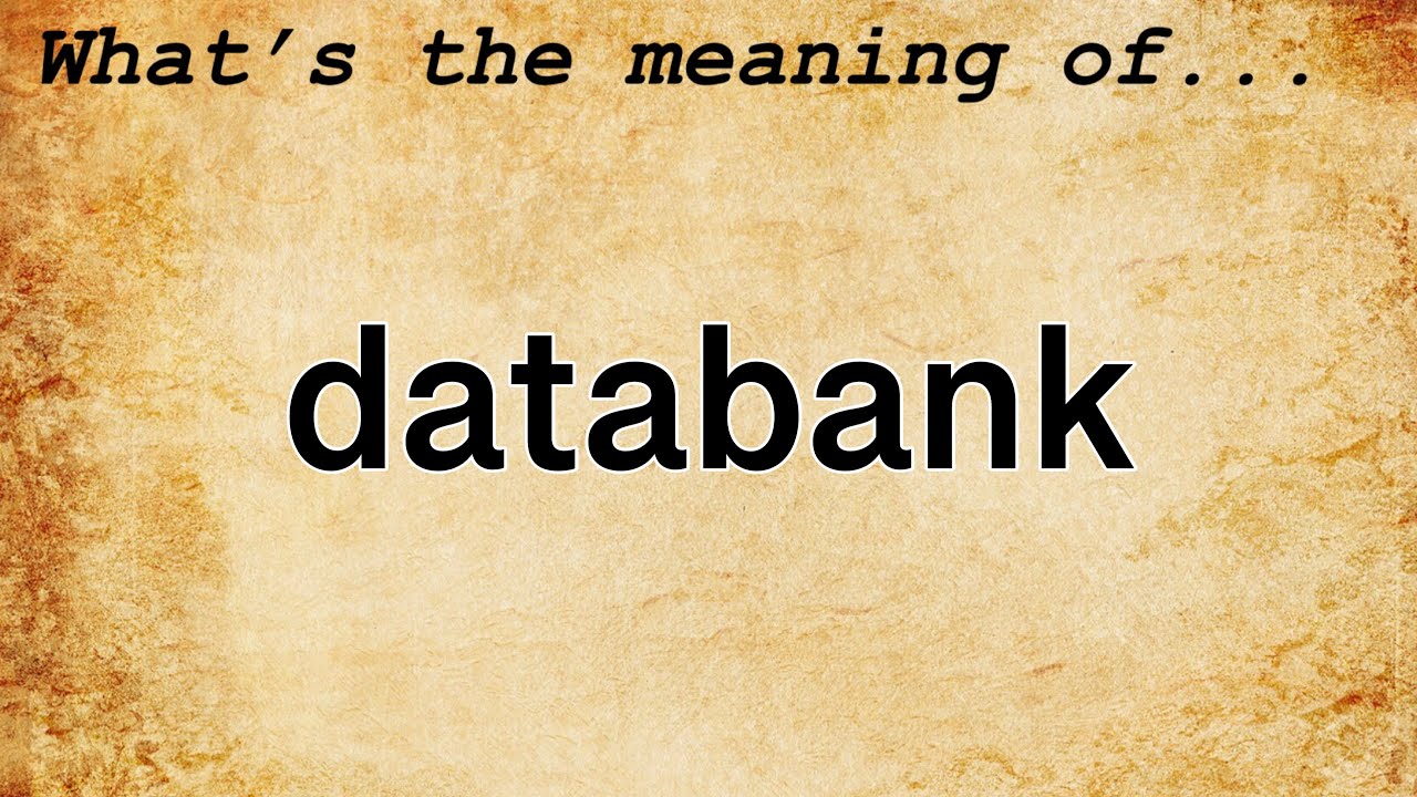 Databank Meaning : Definition of Databank