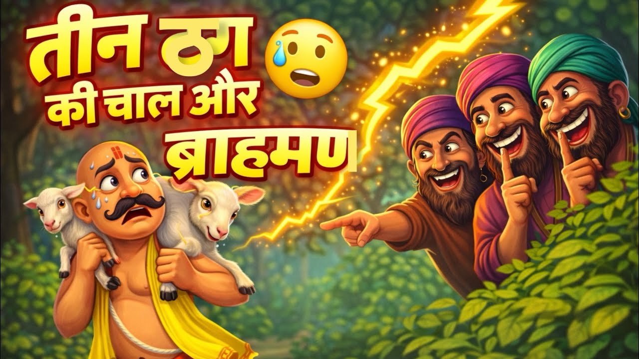 “तीन ठग की चाल और ब्राह्मण | Brahman aur Teen Thug | Panchatantra Moral Story in Hindi | Kids Story”