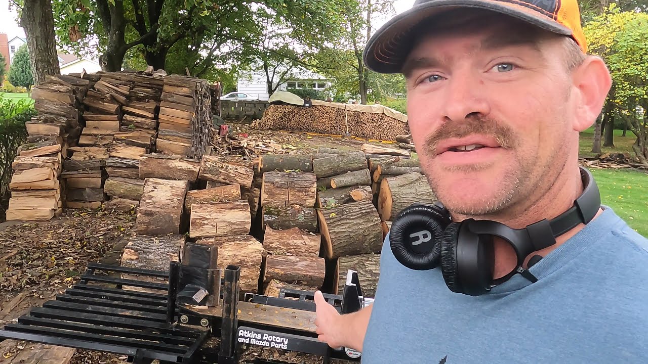 Splitting Red Oak for home heating.