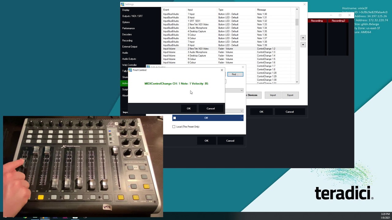 Behringer x-Touch compact motorized faders with vMix