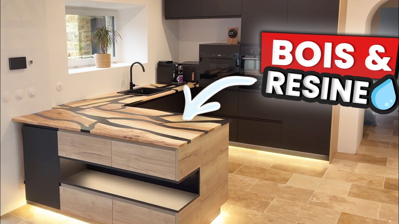 Plan De Travail Cuisine en Bois et Résine (à moins de 1000€ 😱) c'est fou !