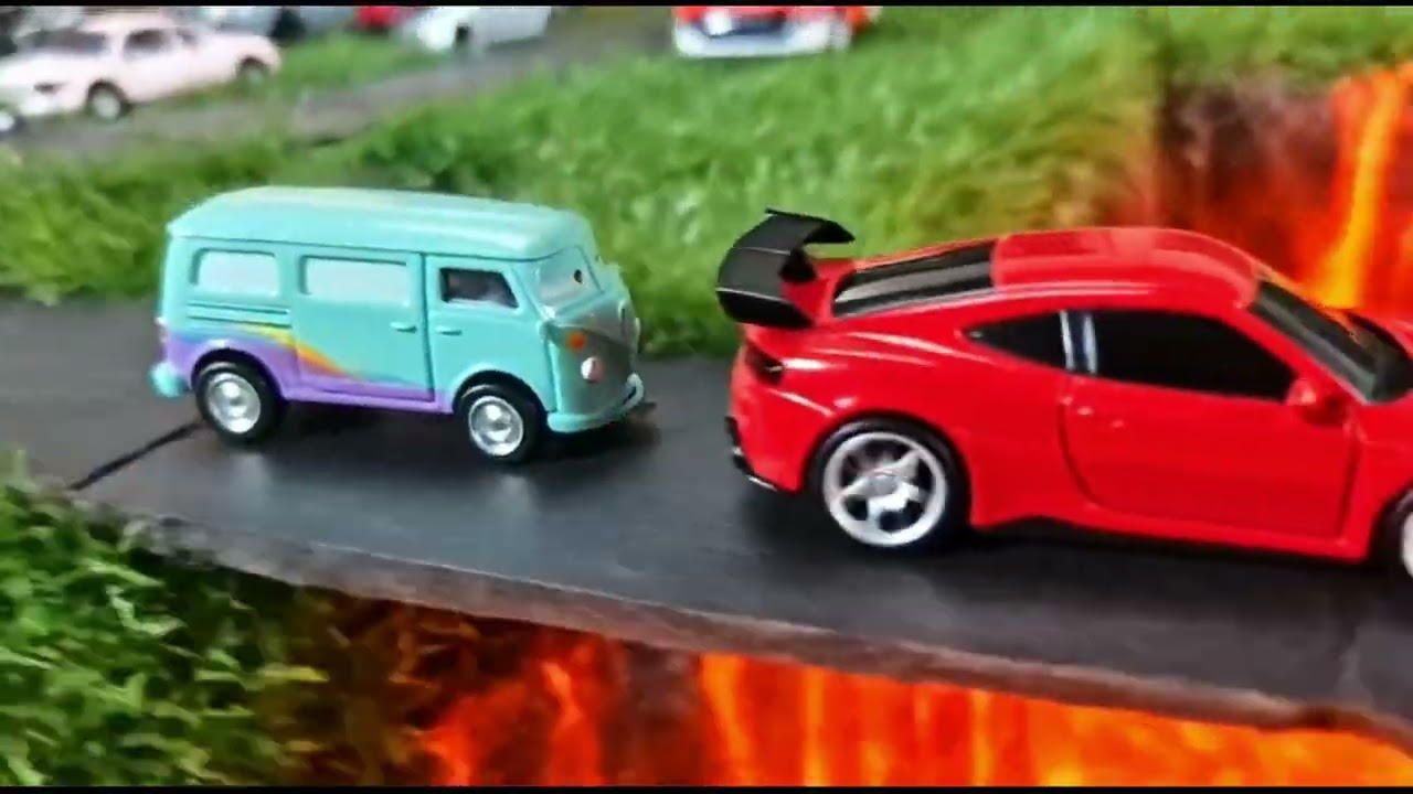 Unboxing review disney pixar cars Asphalt road and lava film #pixarcars 