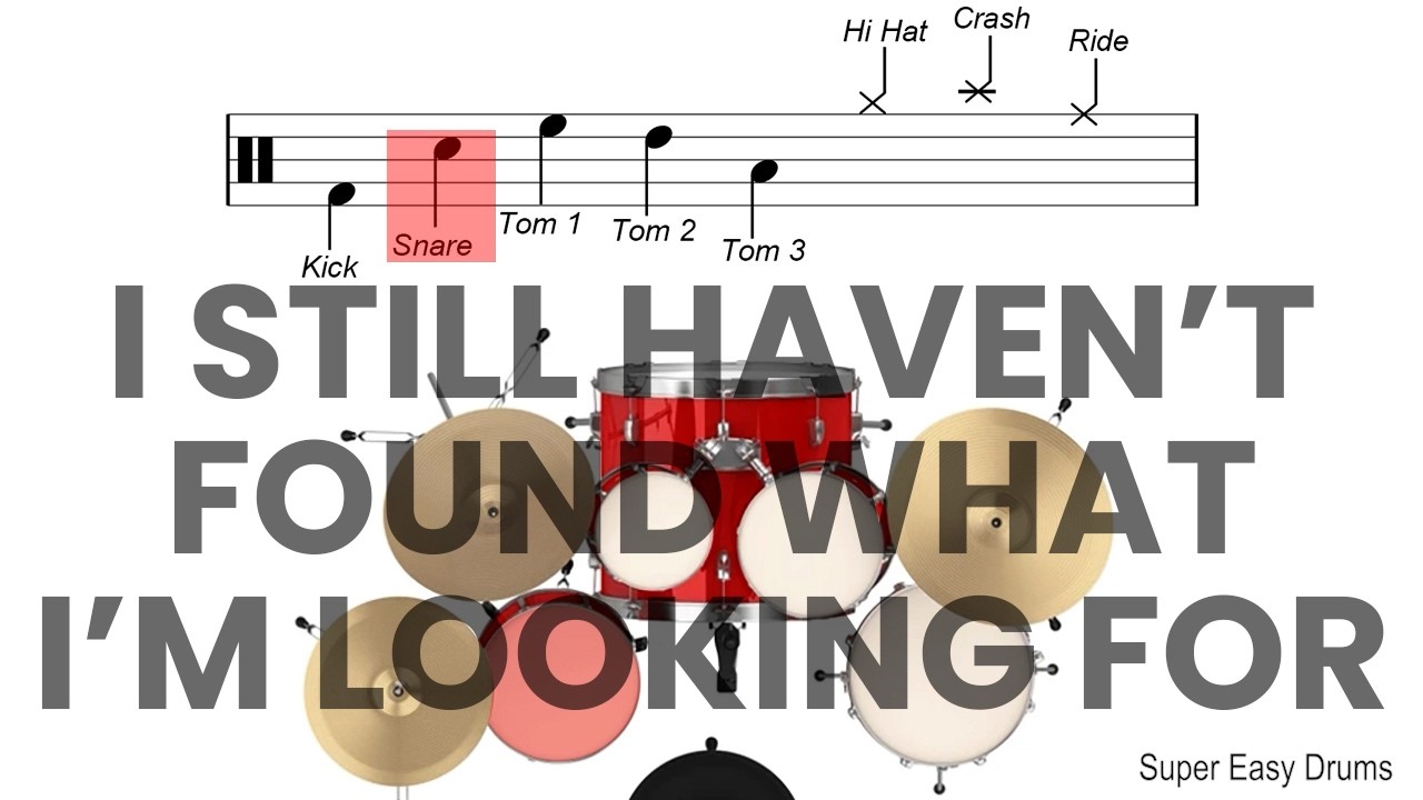 I Still Haven't Found What I'm Looking For - U2 | BEGINNERS DRUMS | Scrolling Scores