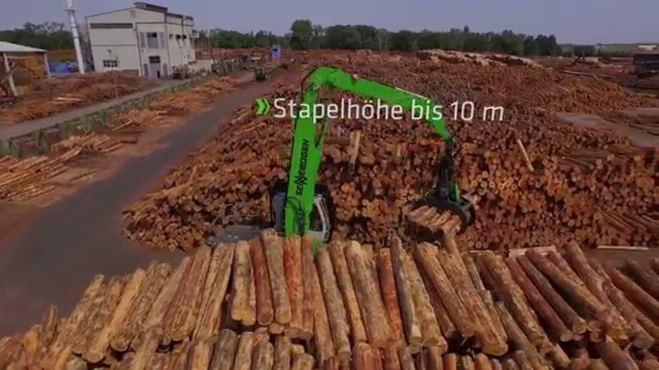 SENNEBOGEN 723 E-Serie im Sägewerk, Holzumschlag bei Hit Holz Deutschland