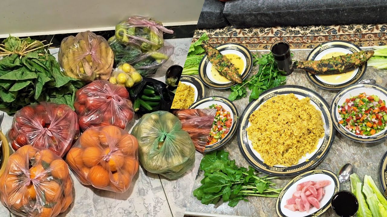 صحيت بدرى 🌌وروحت السوق عمرت بيتى من خيرات الله🍌🍎🫑 وجيت على المطبخ جبت عاليه واطيه 