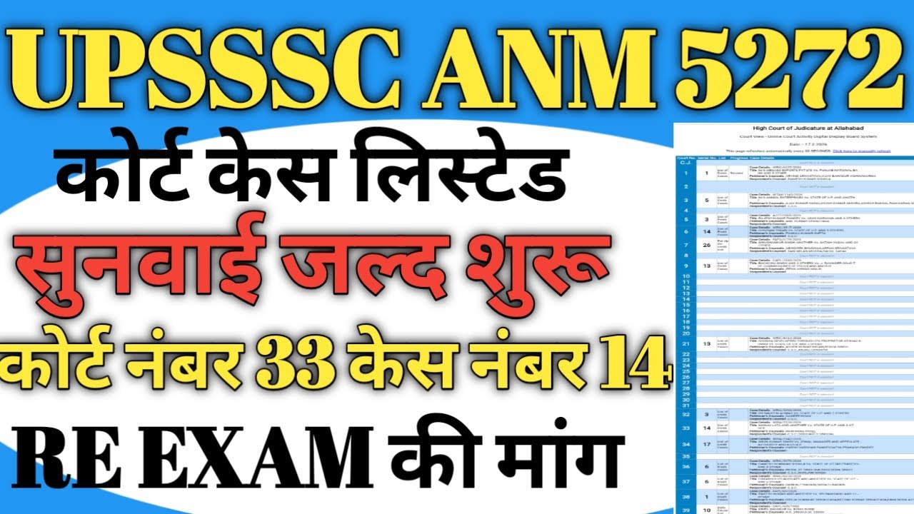 #upssscanmcourtcase UPSSSC ANM 5272 कोर्ट केस सुनवाई जल्द शुरू RE EXAM से संबंधित रिट #upssscanmexam