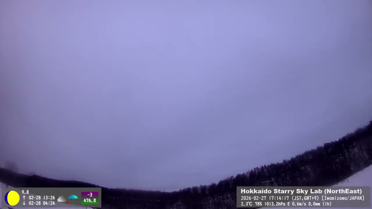【Live 24/7】🌤️北海道の空｜リアルタイムの天気と星空（北東）｜Hokkaido Sky Weather & Stars