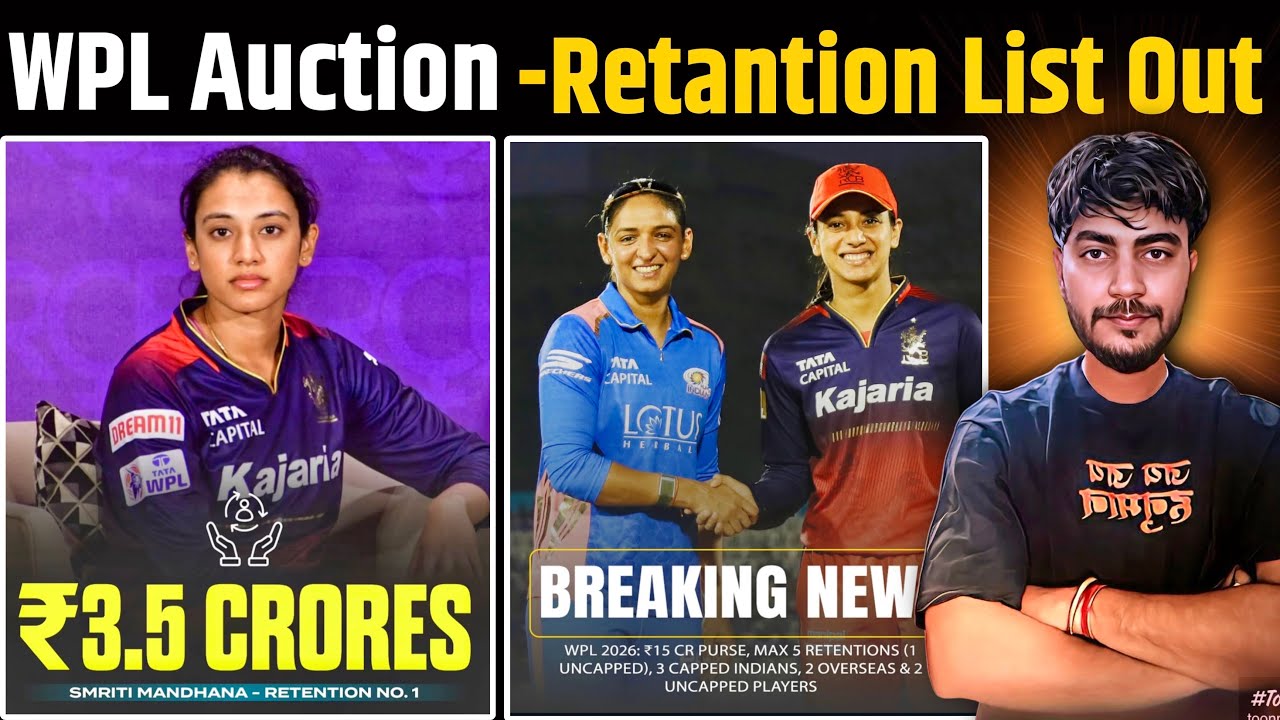 RCB & MI WPL 2026 Mega Auction Retantion List Out ‼️ RCB Retained 4 Players for IPL 2026