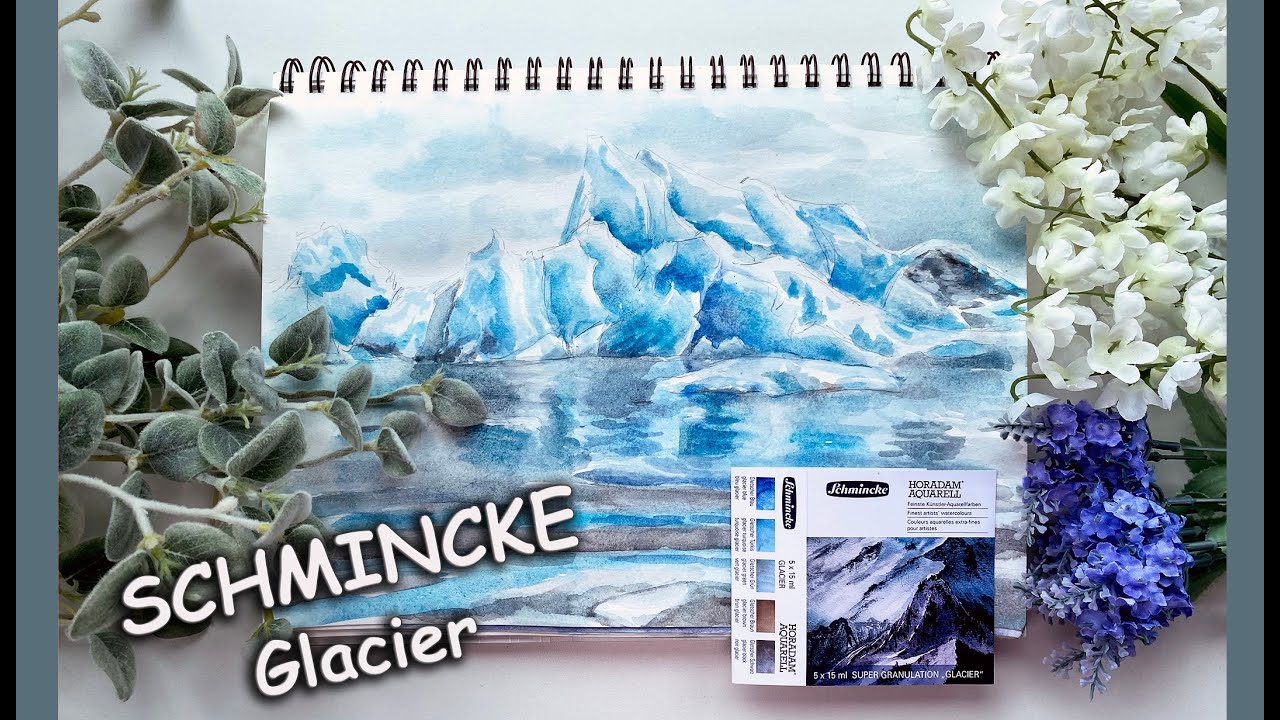 Schmincke Super Granulating Watercolors -Glacier Unboxing / swatching and Painting - step by step