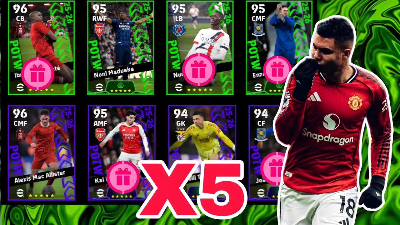 New Featured!🎁🎉X5 Player Rewards Pack Opening Efootball 2026 Mobile POTW CF Joao Pedro 101 Rated 