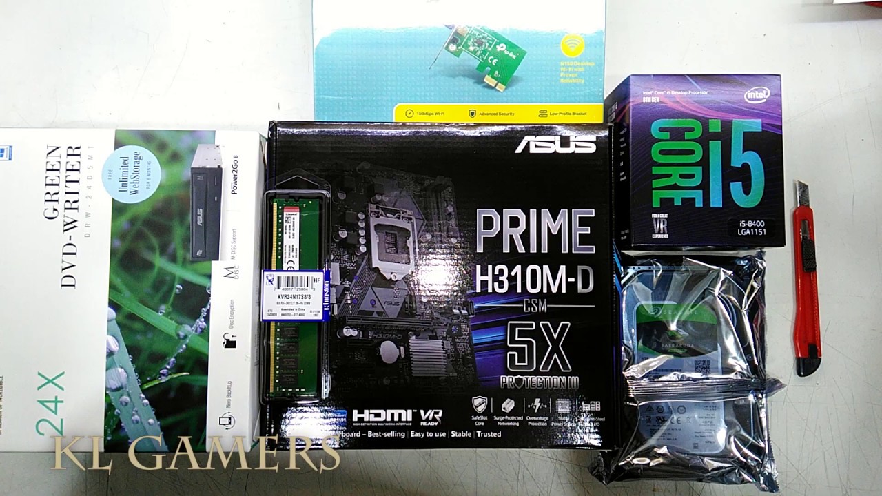 intel Core i5 8400 ASUS PRIME H310M-D CSM 8GB RAM 1TB HDD DVD Home PC build 2019