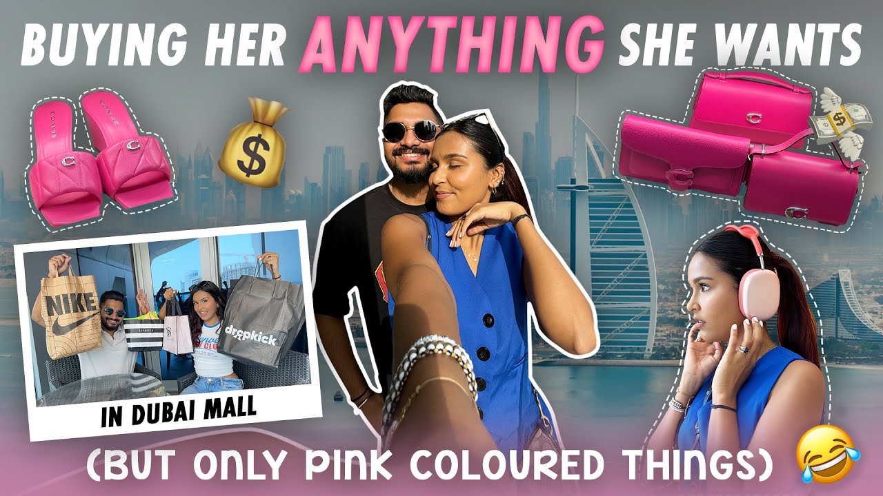 Buying My Wife ANYTHING In DUBAI Mall (But Only Pink Colour)🩷😂 / Mridul & Aditya