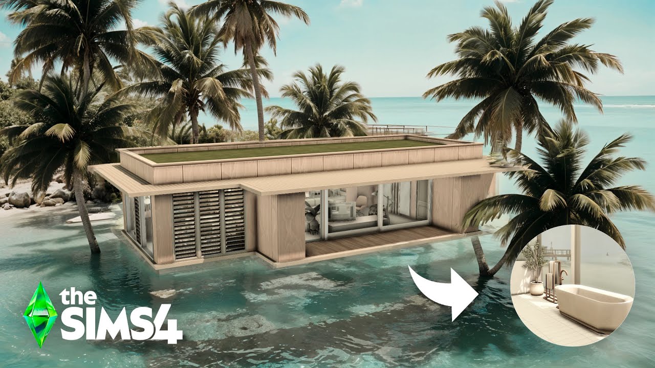 MODERN HOUSE ON THE BEACH - Sleek Bathroom Kit - ASMR| The Sims 4 - no cc.
