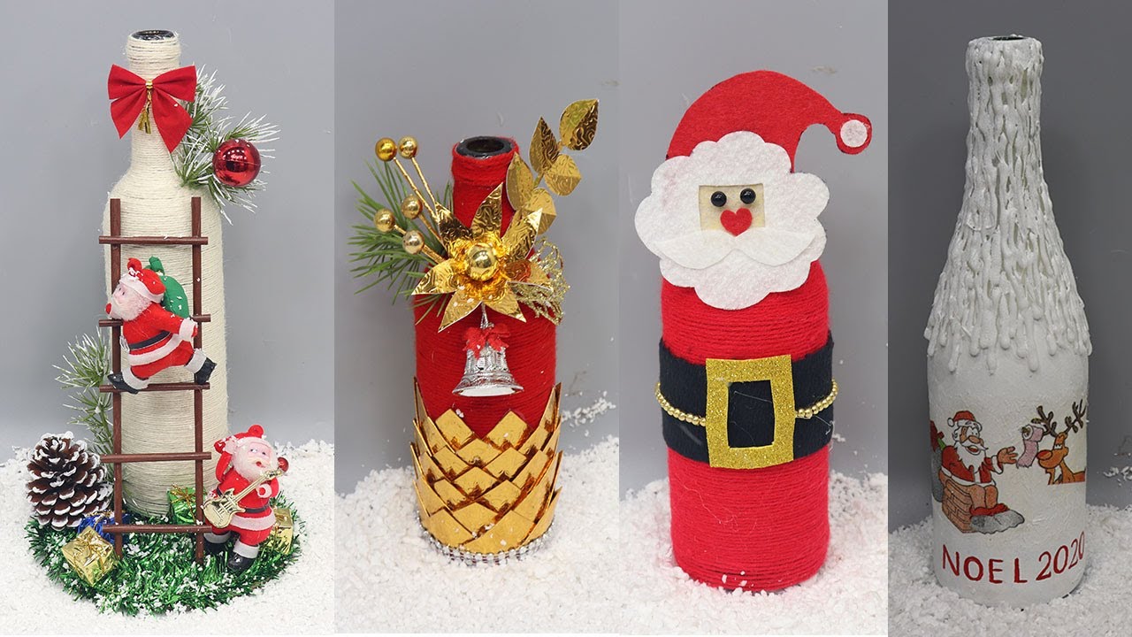 5 Christmas bottle decoration ideas | Home decorating ideas easy