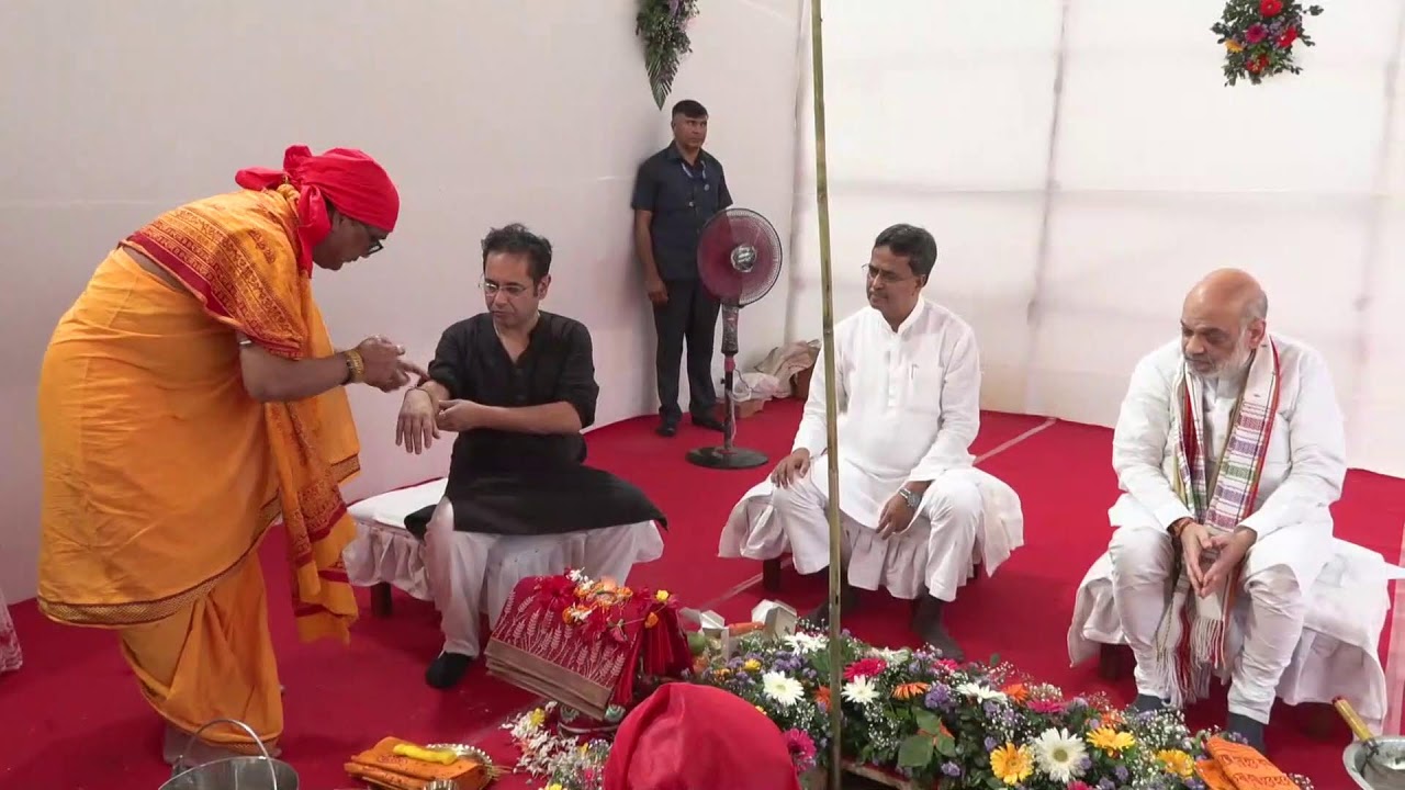 Foundation Stone Laying of Taj Pushpavanta Palace.