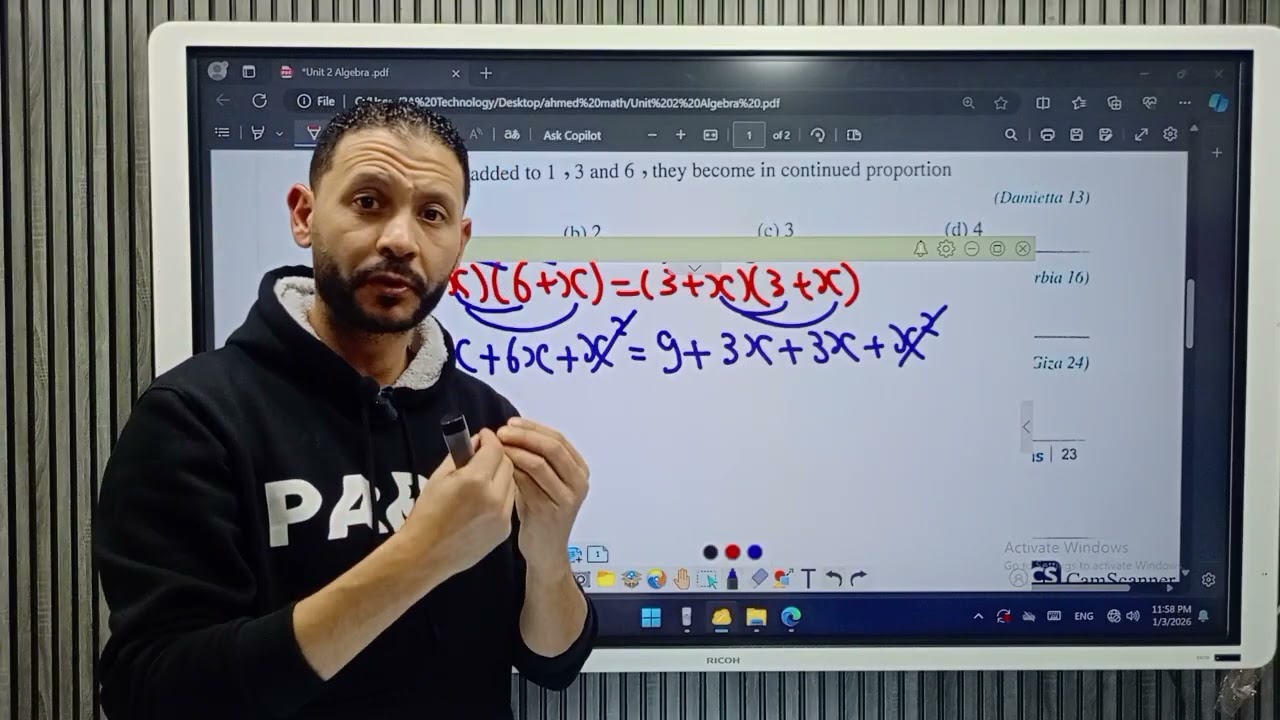 Revision unit2 (Proportional) Algebra prep3 1st Term 2026, Mr Ahmed Abdallah